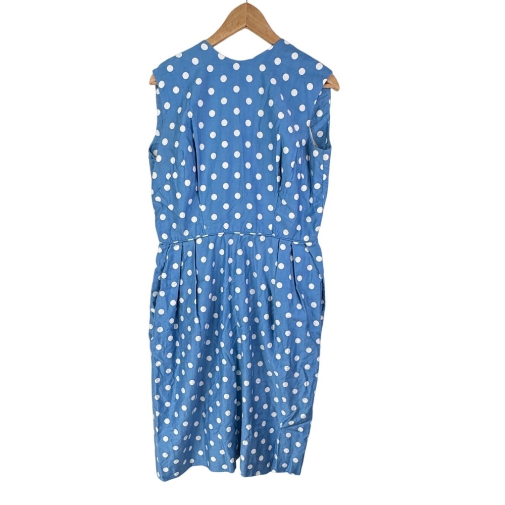 VTG Blue White Polka Dot Sleeveless Midi Dress Styled by Margaret's Portland 60s